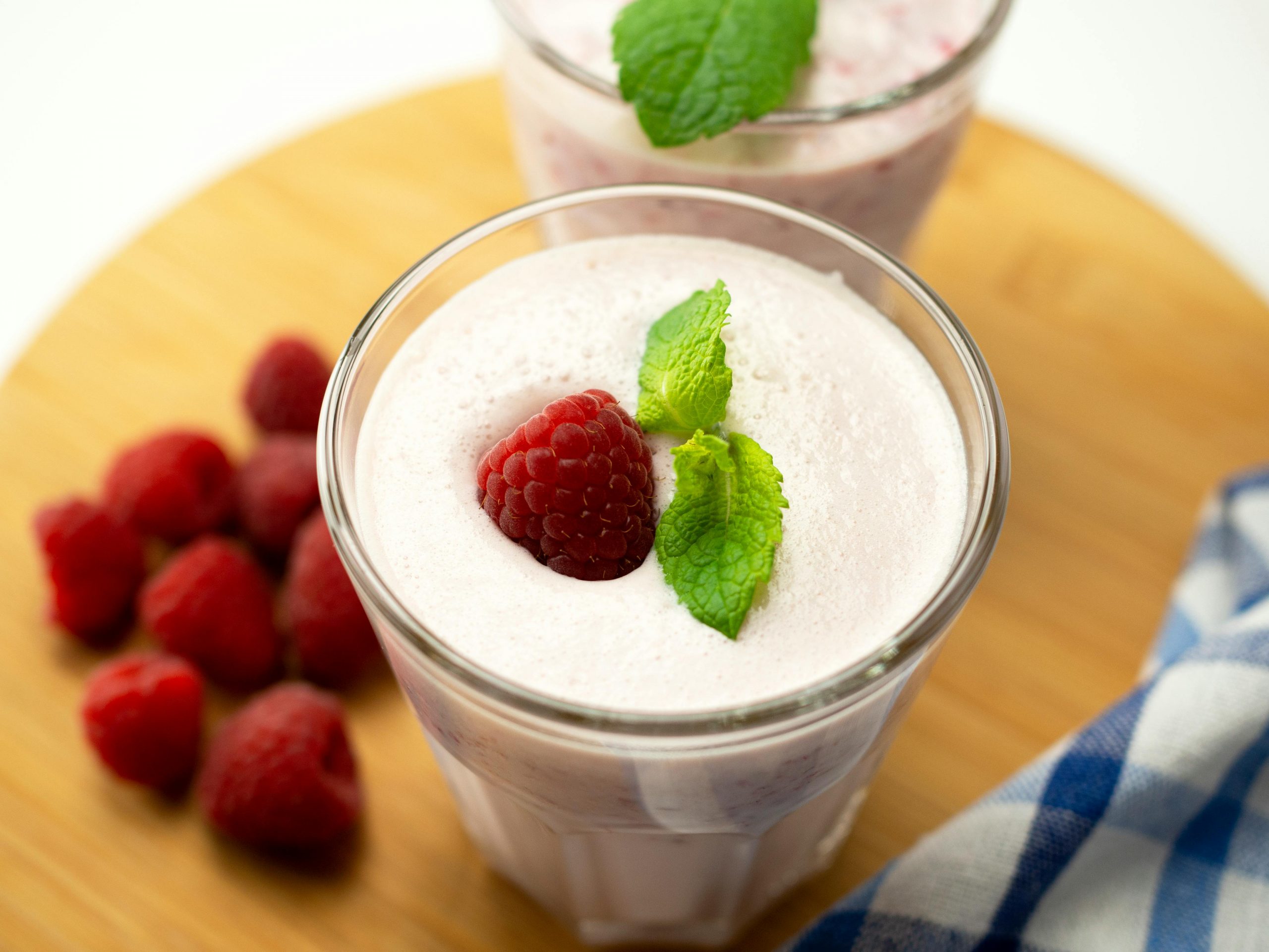 yogurt smoothie with a strawberry on top